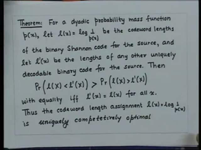 (Refer Slide Time: 20:55) Now, with this definition let me study another important theorem. The theorem says that for a dyadic probability mass function p x.