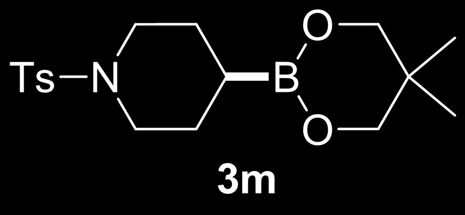 benzyl 4-(5,5-dimethyl-1,3,2-dioxaborinan-2-yl)piperidine-1-carboxylate Following procedure C to give 3l (101mg, 61%) as a colorless liquid. H NMR (400 MHz, CDCl3) δ 7.46 7.30 (m, 5H), 5.