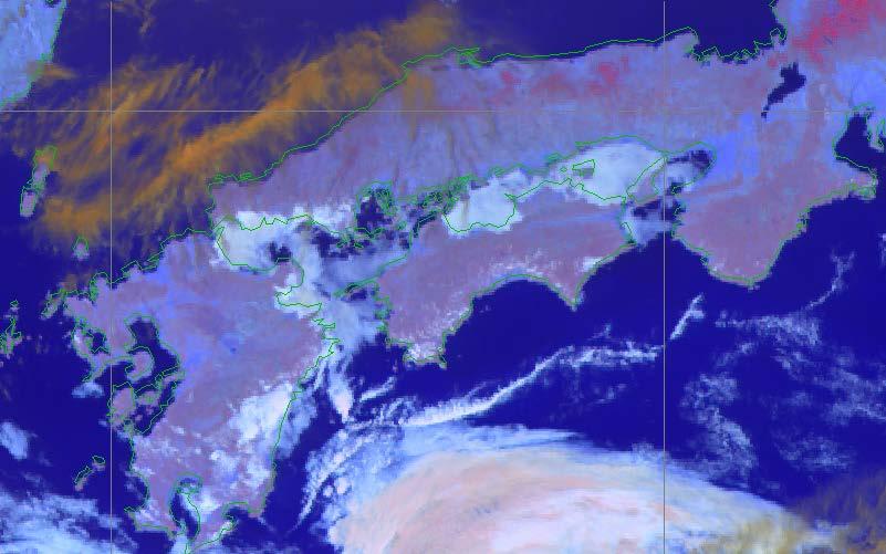 Fog or Lowlevel clouds (Upper and lower left) Smooth, whitish areas in Day Snow-Fog