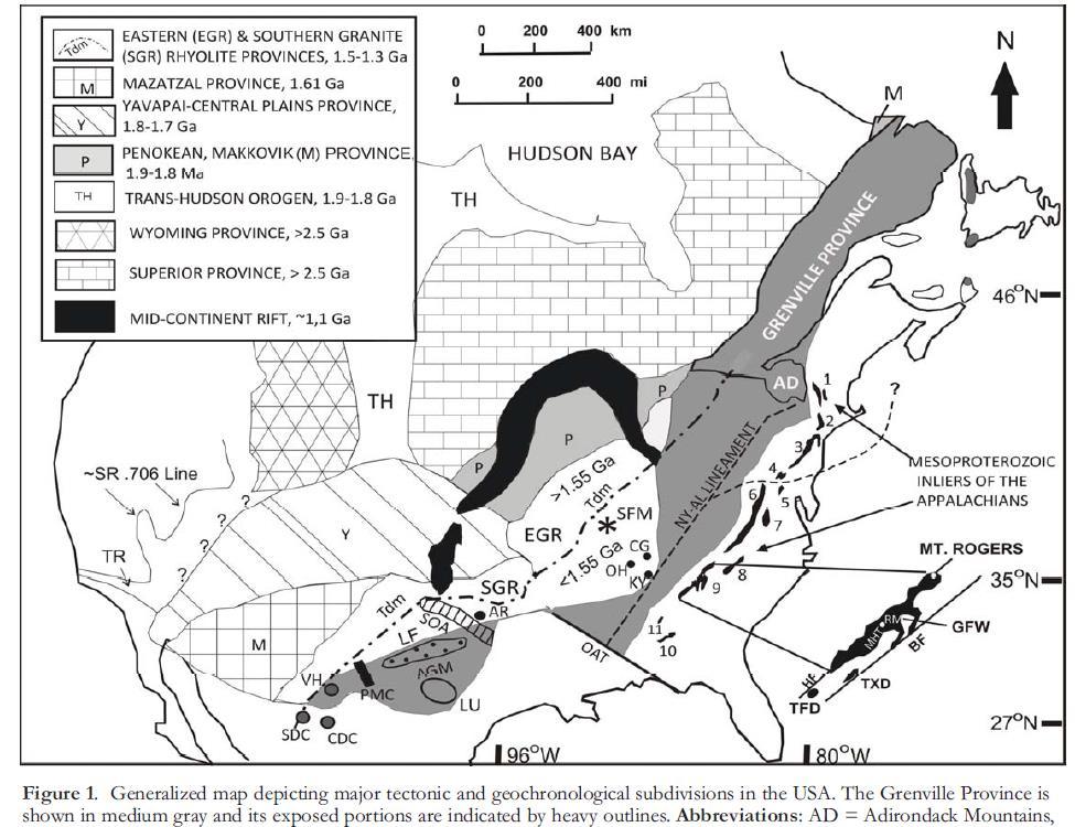 (from Tectonic Evolution of the Adirondack Mountains and