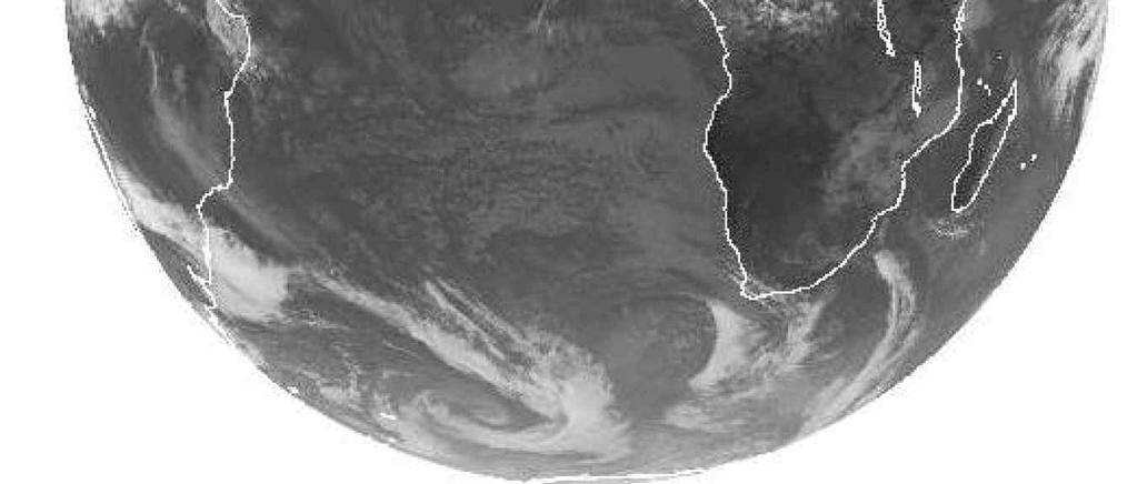 The warmer land masses are shown as black in the image. canes. When these conditions develop, the satellites are able to monitor storm development and track their movements.