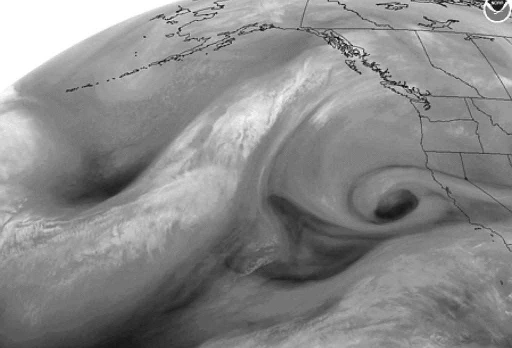 Fig. 5 NOAA) Water-vapour image over the western coast of North America at 1800GMT on 14 February 2002 (courtesy of The far-infrared images are derived from emissions in the 10± 12 mm waveband, and