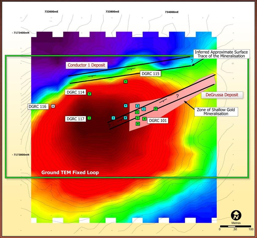 Discovery of the DeGrussa Copper-Gold Deposit In April 2009, Sandfire commenced a Reverse Circulation drilling program at DeGrussa to test the zone of shallow gold mineralisation at depth Late in the