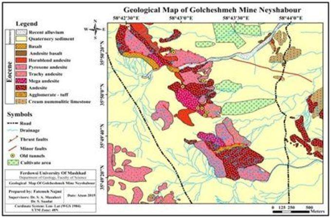 Figure 2: Geological Map of Golcheshmeh Area (1:5000) Figure 3: A: Limestone Unit
