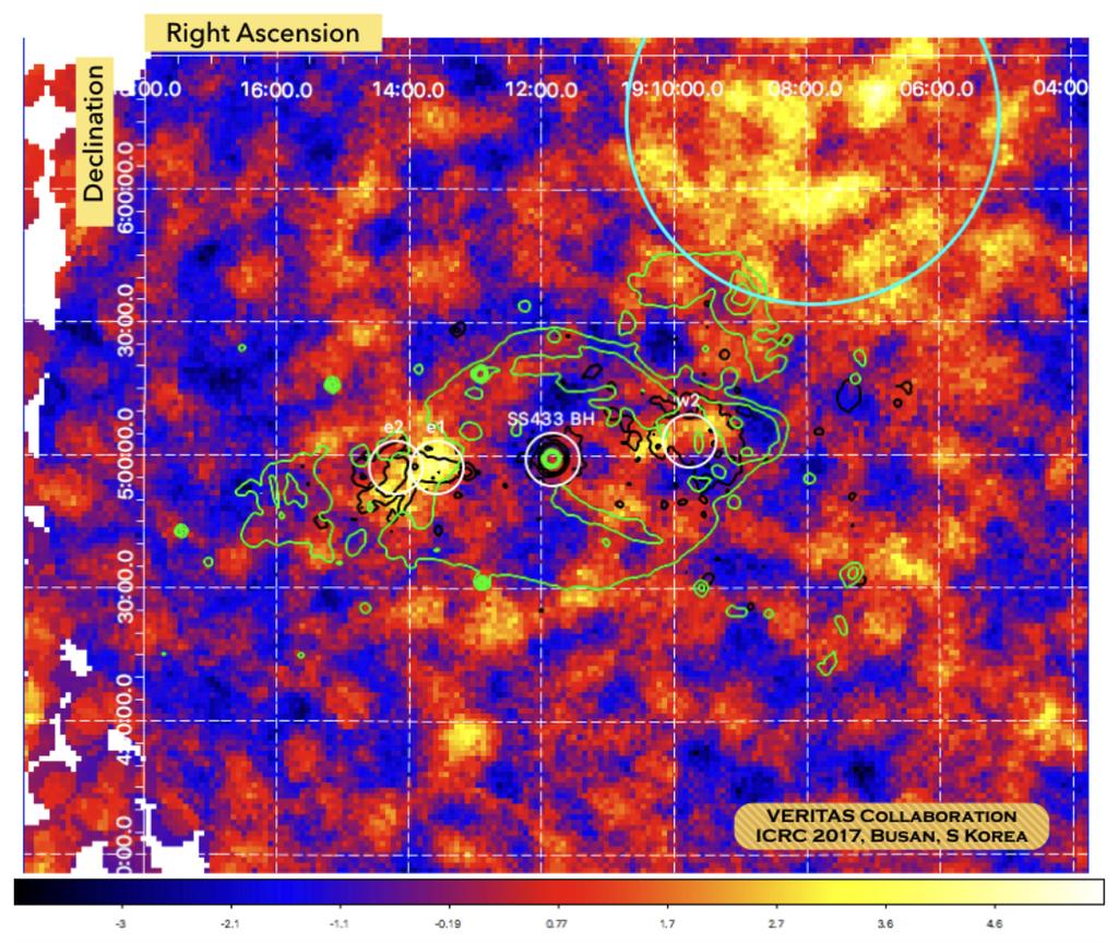6 SS 433 IACTs SS 433: Known Galactic microquasar observed in radio / X-rays; jets terminate in nebula W50, producing Xray lobes (east and west). Strong TeV candidate, no discovery claimed before now.