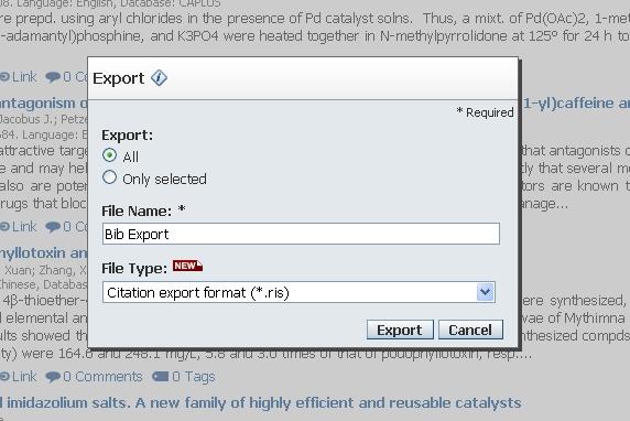 Export Answers in.ris Format 1. Use the Export function to save a copy of an answer set on your computer.