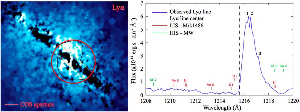 Again, the imaging showed that Lyα scattered far out from where the photons were produced.