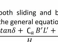 Meyerhof s equation Kp tan (45 /) 3.85 Nc 51 Nq38 N 44 sc 1 (0.Kp B/L) 1.77 sq s 1 (0.1Kp B/L) 1.39 dc 1 (0. Kp D/B) 1.39 dq d 1 (0.1 Kp D/B) 1.0 qult 0x51x1.77x1.39 18x1.8x38x1.39x1. 0.5x18x1.8x44x1.