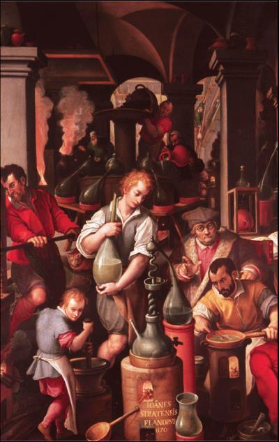 Chapter 10 Section 4 Notes This painting of an alchemist s laboratory was made around 1570. For centuries, these early scientists, known as alchemists, tried to use chemical reactions to make gold.