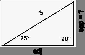 No. 9 of 10 9. Calculate the length of the leg opposite the angle with measure 5 of the given right triangle. (A).113 (B).33 (C) 4.531 (D) 5.517 (E) 1.34 A. Correct!