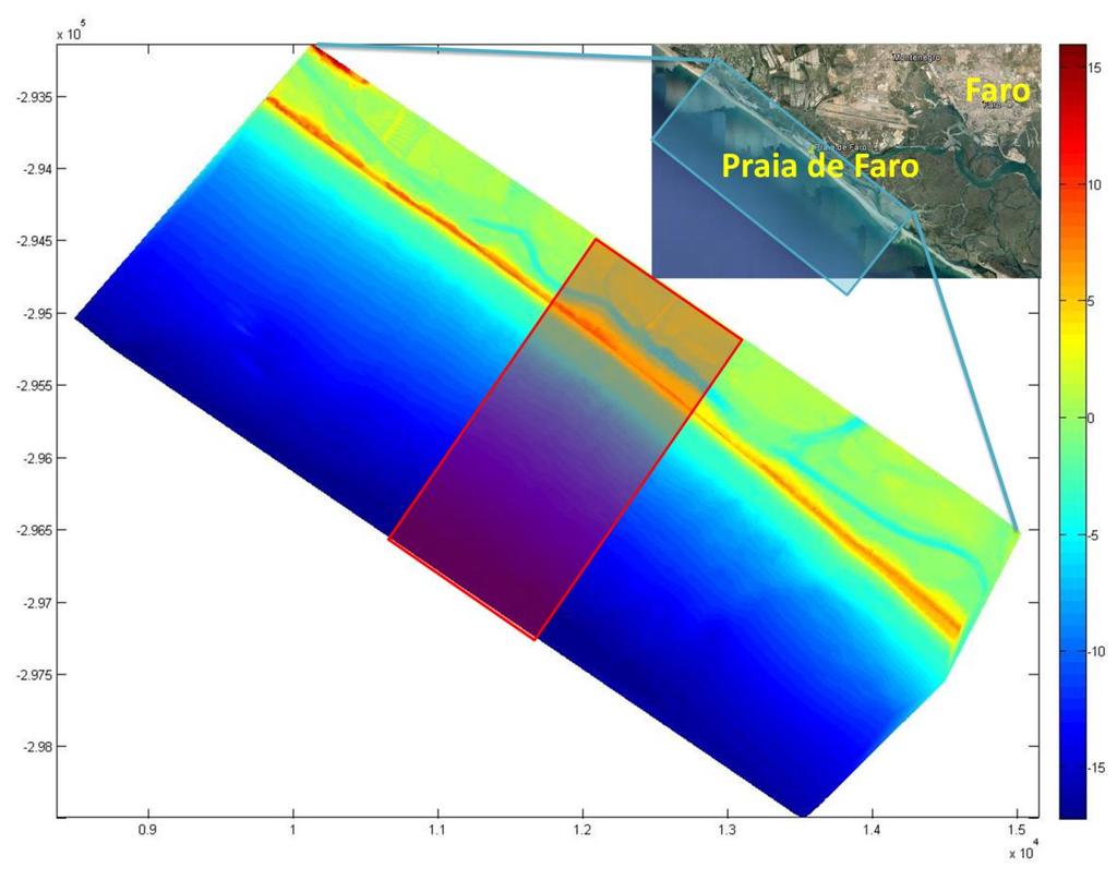 B XBEACH SETUP B.1 Topography and Bathymetry Topographic and bathymetric information has been provided by the University of The Algarve.