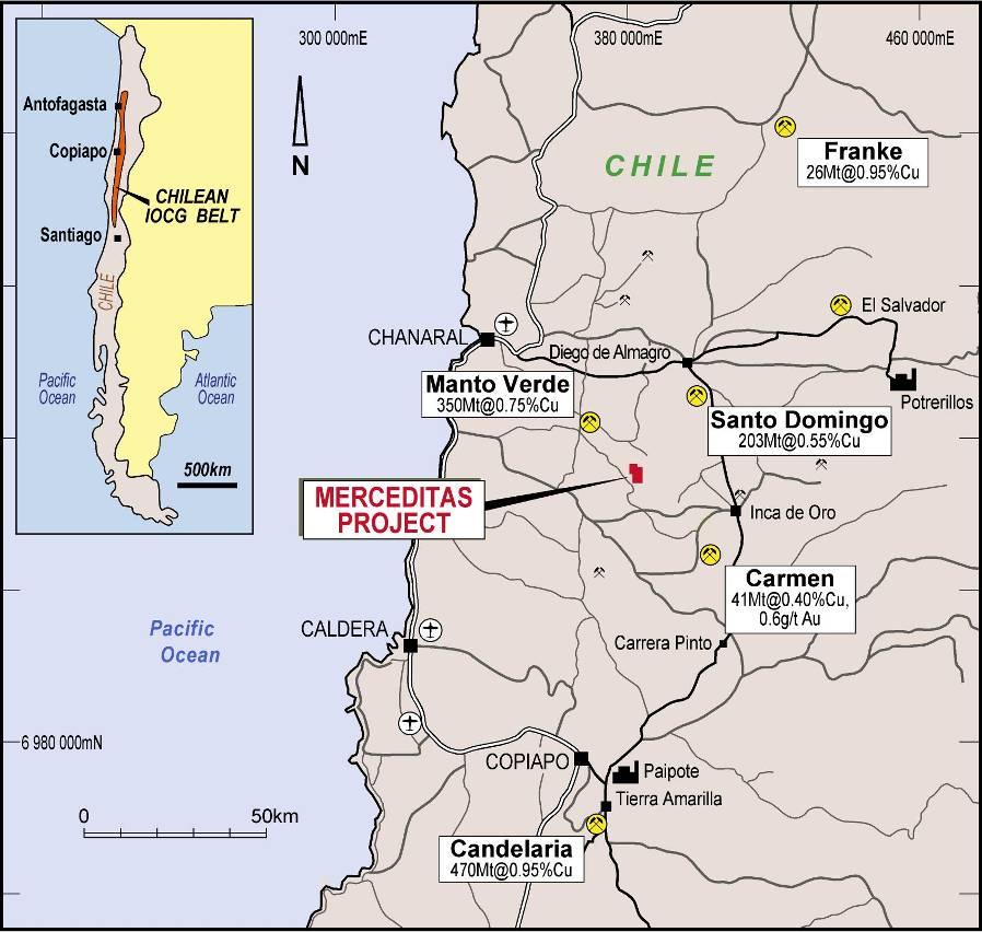 MERCEDITAS PROJECT, CHILE Genesis Minerals Limited Genesis Minerals Limited (Genesis) reached agreement on the 28 th January 2008 with Andes Pacific Development S.A. (Andes Pacific), a private Chilean company, to acquire a 100% interest in the 18 km 2 Merceditas copper-gold project in northern Chile.
