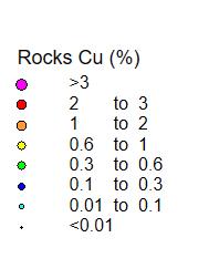 17g/ton Au Lidia-238 rock sample average 0.78%Cu (up to 23%Cu) 4km x 4km Atajo-391 rock sample average 0.