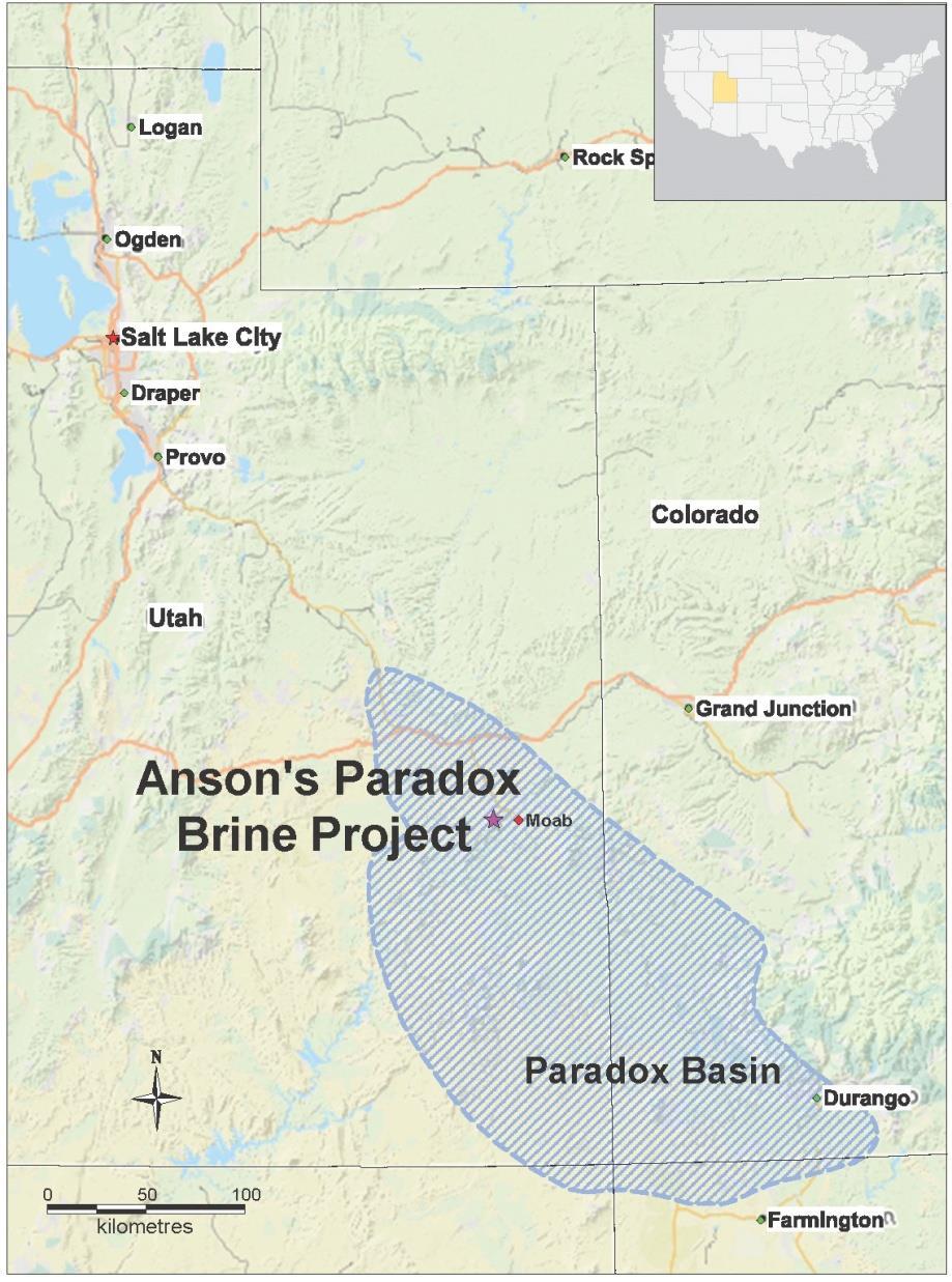 The location of Anson s claims within the Paradox Basin is shown below: Competent Person s Statement: The information in this announcement that relates to exploration results and geology is based on