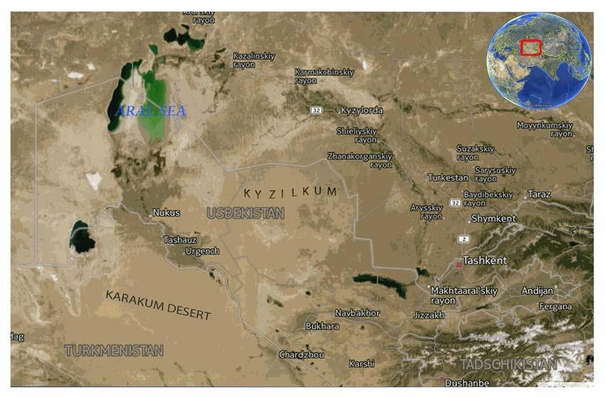 major deserts. Sand and dust storms are frequent in Central Asia because of semi-arid areas. (Groll et al 2009). Research area and map!!! (Fig.1) Research area Stations Fig.
