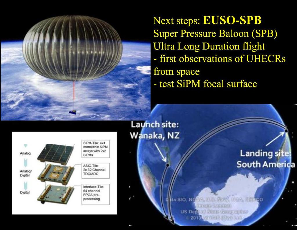 EUSO-SPB JEM-EUSO prototype at long duration balloon flight Main purpose: