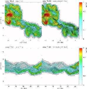 15 Fig. 5. Distributions of the IGMF (left) and vorticity (right) in two-dimensional slices.