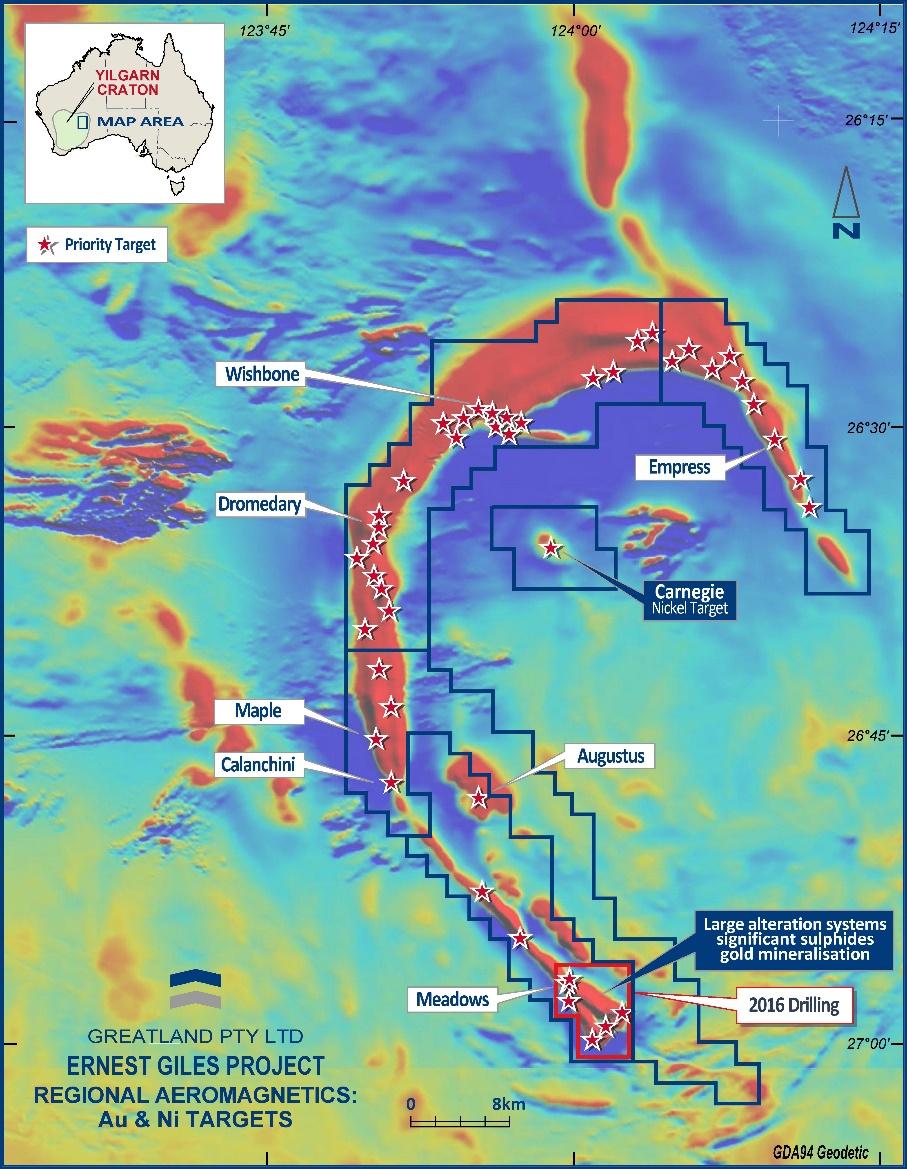Multiple Target Areas Identified Most Untested Many targets identified with several displaying potential to be very large Meadows - broad spaced RC drilling has identified gold mineralisation over