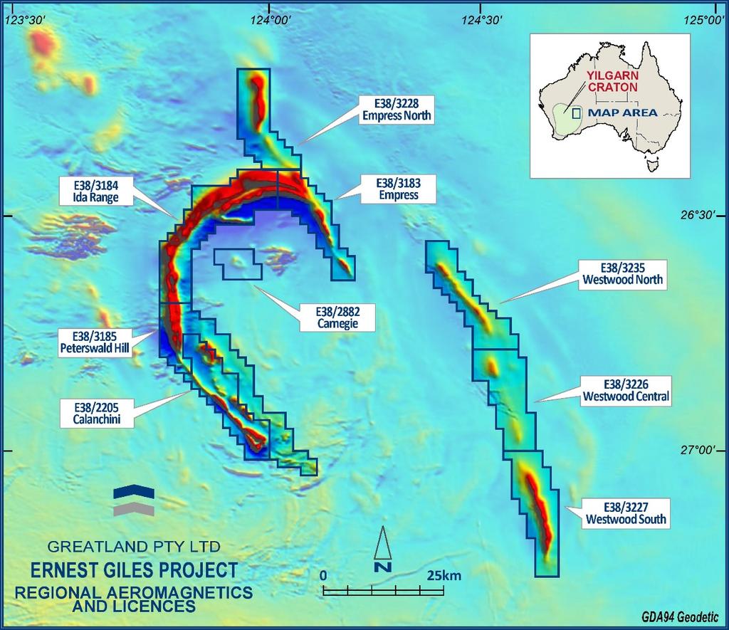 Additional Acreage Recent acquisition of Ernest Giles East secures strategic landholding in region Total area of project 1,800sq kilometres No recent