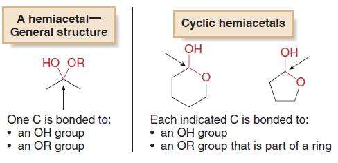 Cyclic Hemiacetals Although acyclic hemiacetals are generally unstable and therefore not present in appreciable amounts