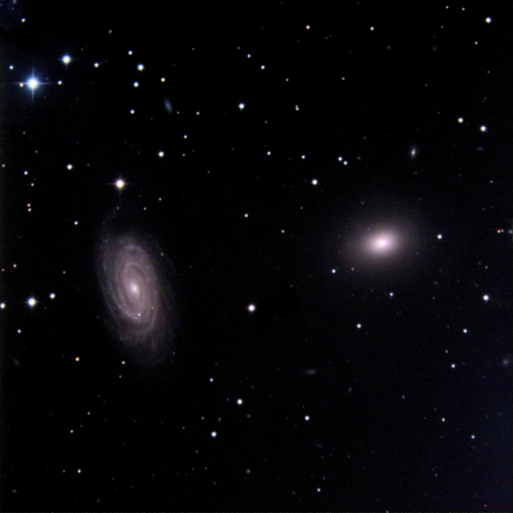 Work in progress: NGC 5985 (left) and NGC 5982 (right) in Draco, LRGB, result of 12x5 minutes in L and 4x5 minutes each in R, G and B, mostly with light from a gibbous moon last Thursday night.