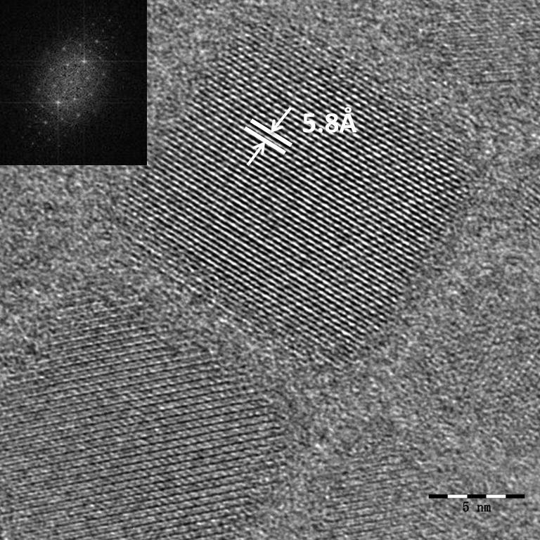 Fig. S4 HRTEM images of a typical CsPbBr 3 QDs QDs (scale bar 5 nm).