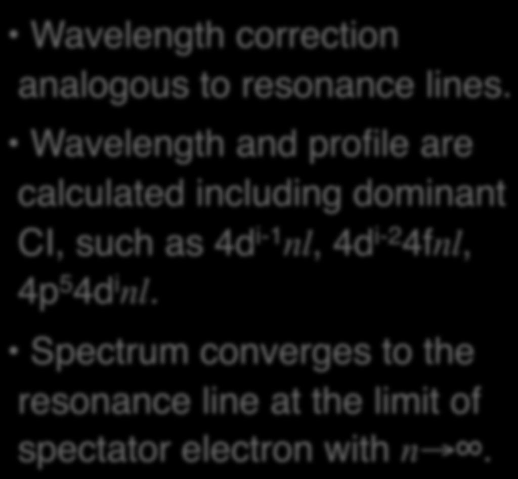 Wavelength of spectator satellite lines Wavelength correction analogous to resonance lines.