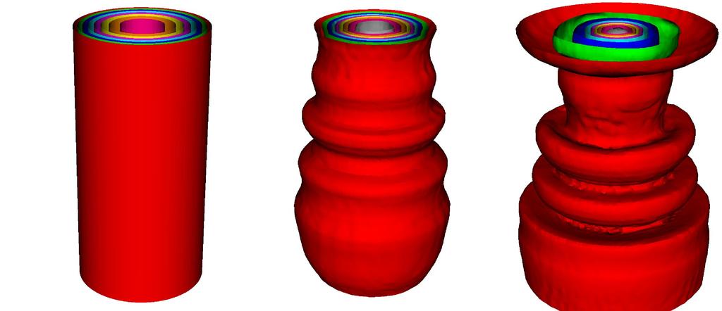 3-D Z-pinch using Two-Fluid Model - Sausage mode I Two-fluid model solution after t = 0, 4tA, 5tA