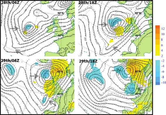 Ireland and southwestern Scotland. This is consistent with most of the wave tracks that one can infer from Figure 3.