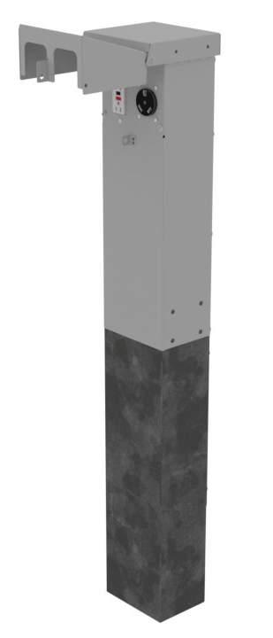 DIRECT BURIAL RV POWER PEDESTAL WITH WHILE-IN-USE COVER EVPF-D The EVPF-D direct burial RV pedestal comes complete with feed-thru lugs, While-In-Use cover and receptacles protected by branch rated