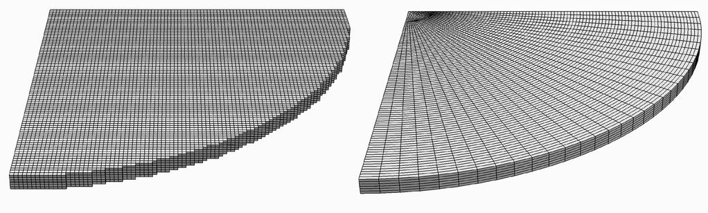 applied load applied load symmetry symmetry (a) (b) Figure 17: Finite element meshes for the analysis of circular delamination: (a) grid mesh and (b) radial mesh.