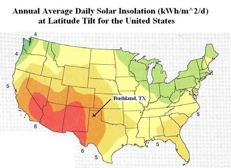 2. EXPERIMENTAL SETUP Figure 1 is a map of the solar resource in the U.S. for PV array systems with latitude tilt.