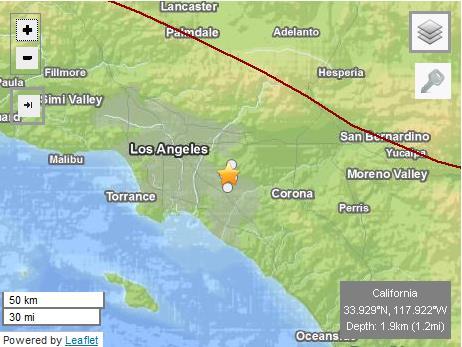 Intensity scale 92k exposed to very strong shaking Felt throughout 5 counties Orange, Los Angeles, Ventura, Riverside and San Bernardino counties Minor damages, water main breaks