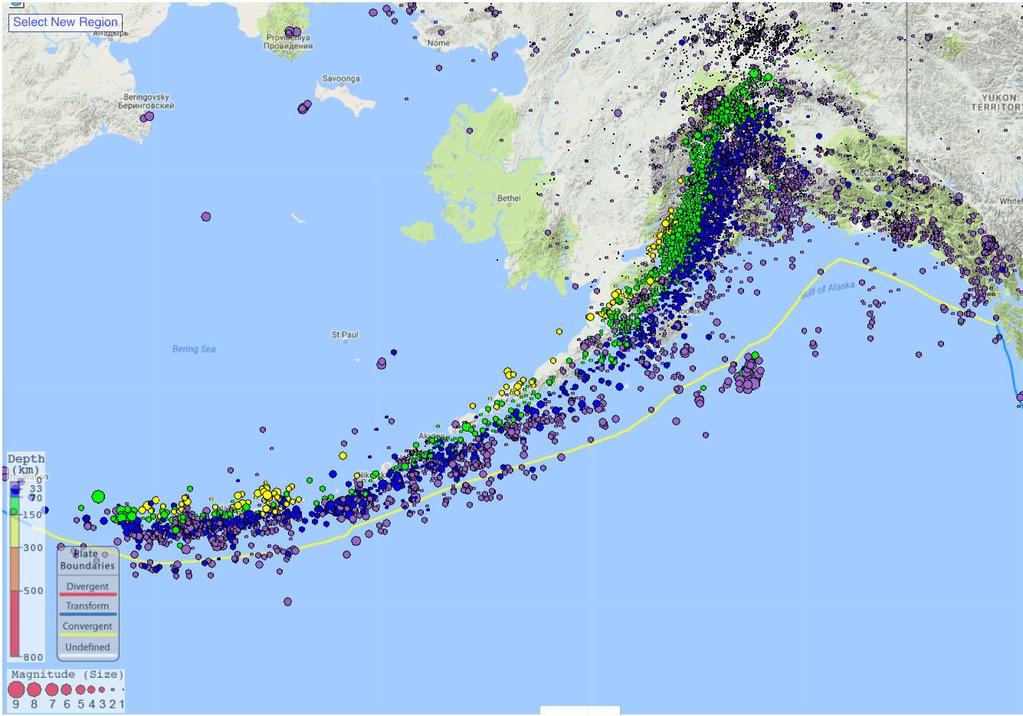 Epicenters are shown on a map of regional historic seismicity for earthquakes greater than magnitude 4