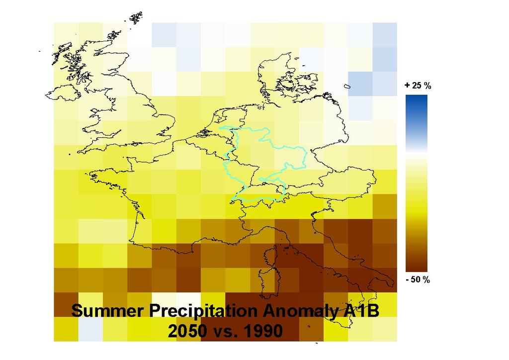 Projections mean precipitation (2050/1990) with