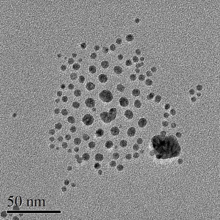 Figure S7: TEM image of the Ag nanomaterial synthesized in low molecular weight nonionic surfactant