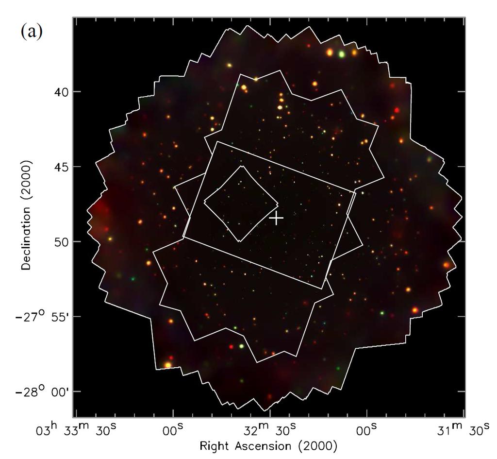 Chapter 2. Data Analysis of CDFS 29 FIG. 2.1: Chandra false color image of the 4Ms CDFS from Xue et al. (2011). The color image is a composite of 0.