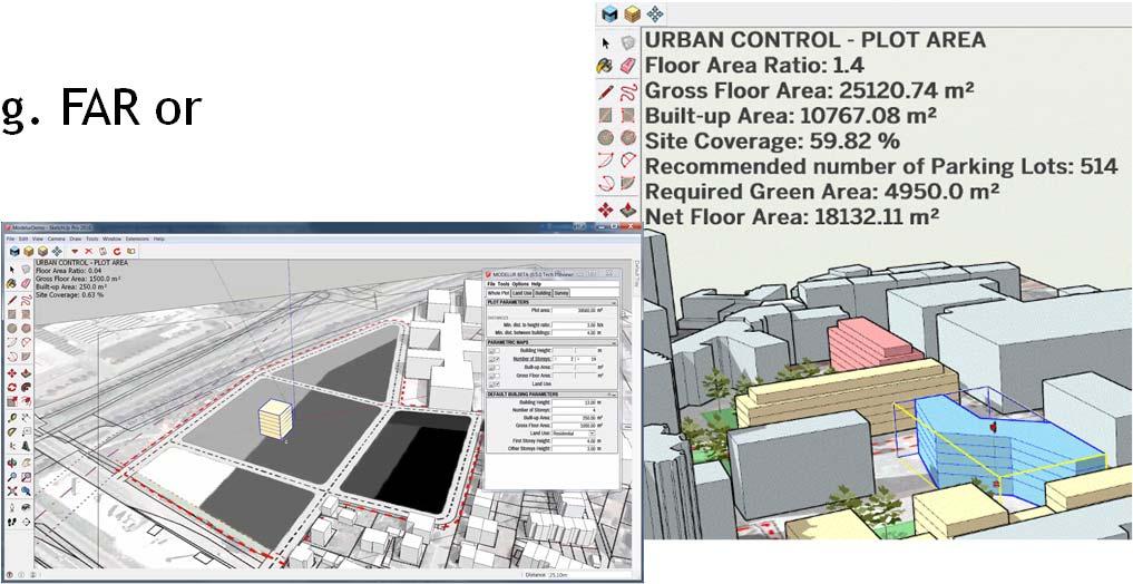 Case Study: Urban 3D Modelling Interactive 3D Zoning Modelur: urban design software tool Calculation of key