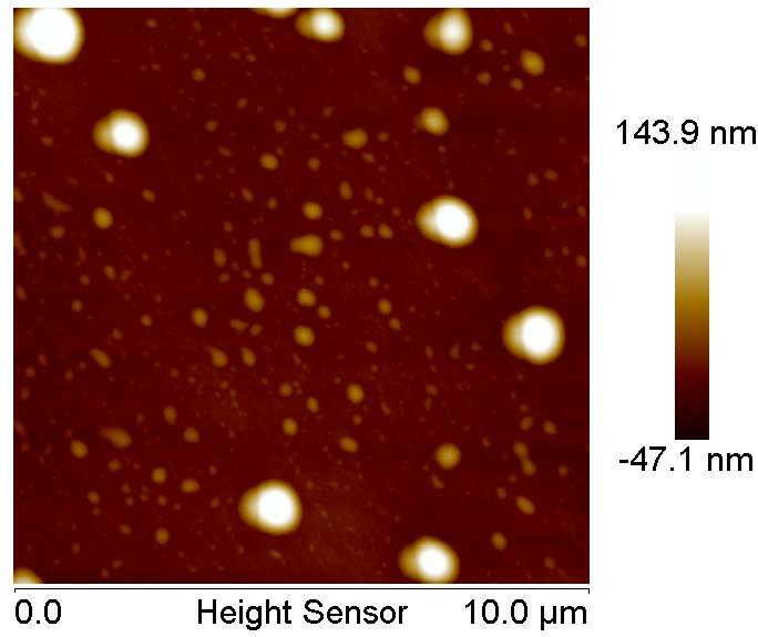 Figure S3: AFM images of a rubrene crystal heated at 85 ⁰C for 24 h in oxygen atmosphere under illumination (left)