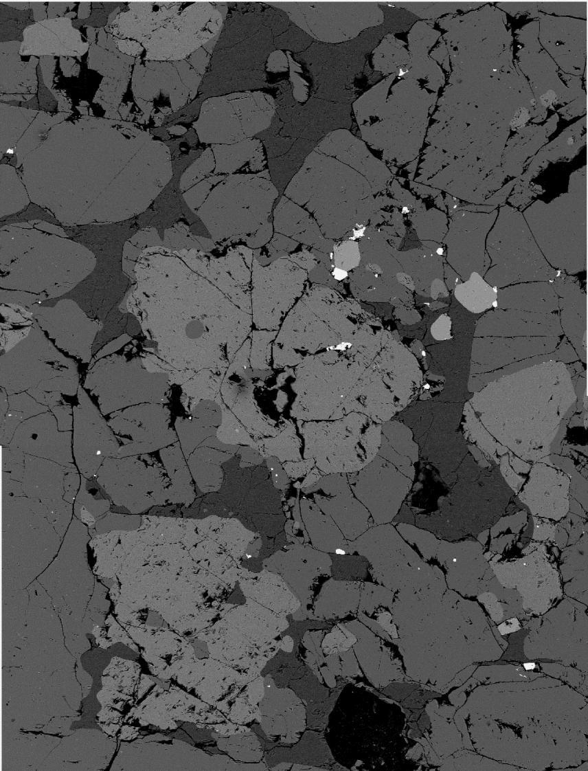 Cr-spinel EA-4. BSE image (width: 1.75 mm) of the End 1 area of NWA 6693. The area of Fig. 3 is shown by box.