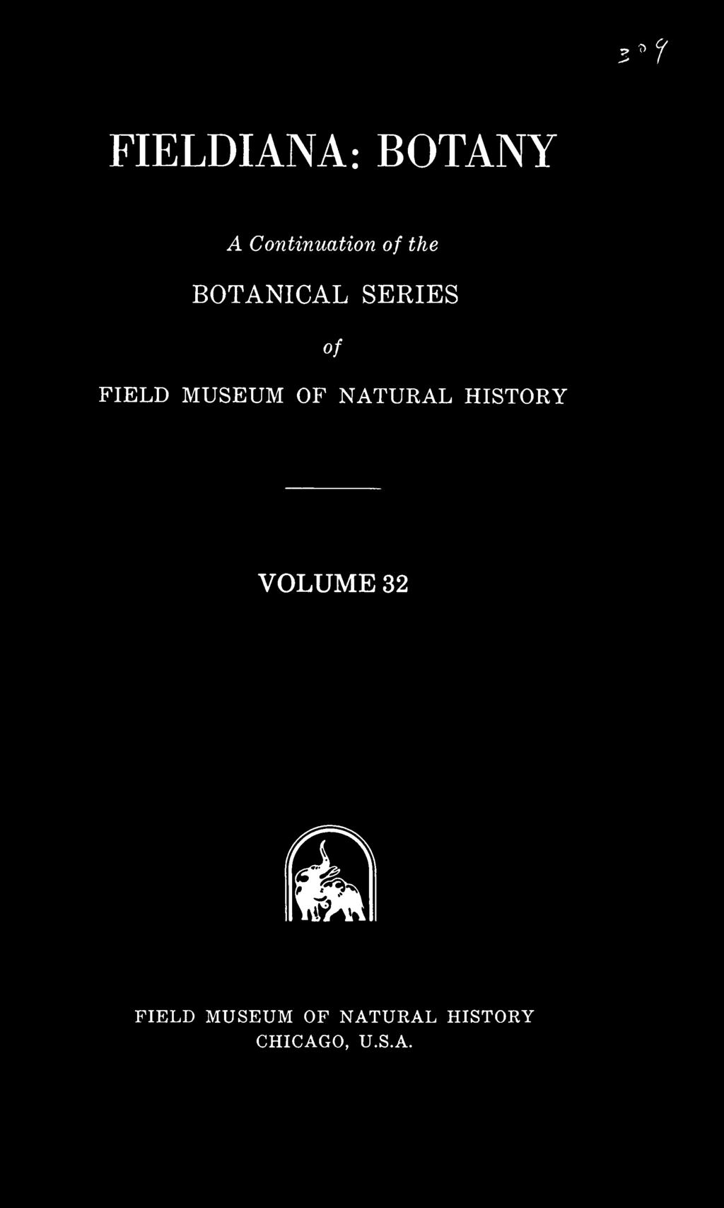 OF NATURAL HISTORY VOLUME 32 FIELD