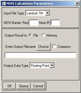 Specify a place to save the output and name the output NDVI_ENVI by selecting the Choose button and accept the default output data type as Floating Point this will allow decimals.
