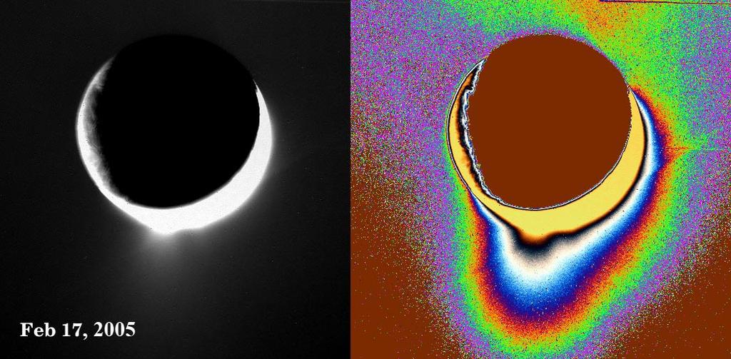 Enceladus Small satellite of Saturn The surface is icy Some of its features are interesting in astrobiology: jets of icy particles and water vapour are being ejected from the South pole