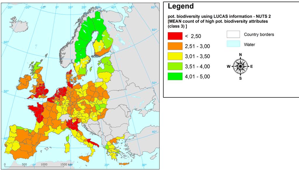 Figure 6: Potential biodiversity of NUTS 2 regions Spain orange vs.