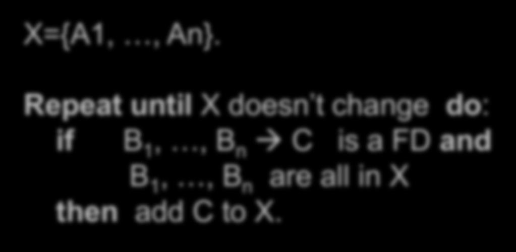 Closure Algorithm X={A1,, An}.