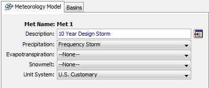 If your design rainfall input is in mm, choose the Unit System as metric. If the rainfall data is in inches, then select US Customary for Unit System as shown below.