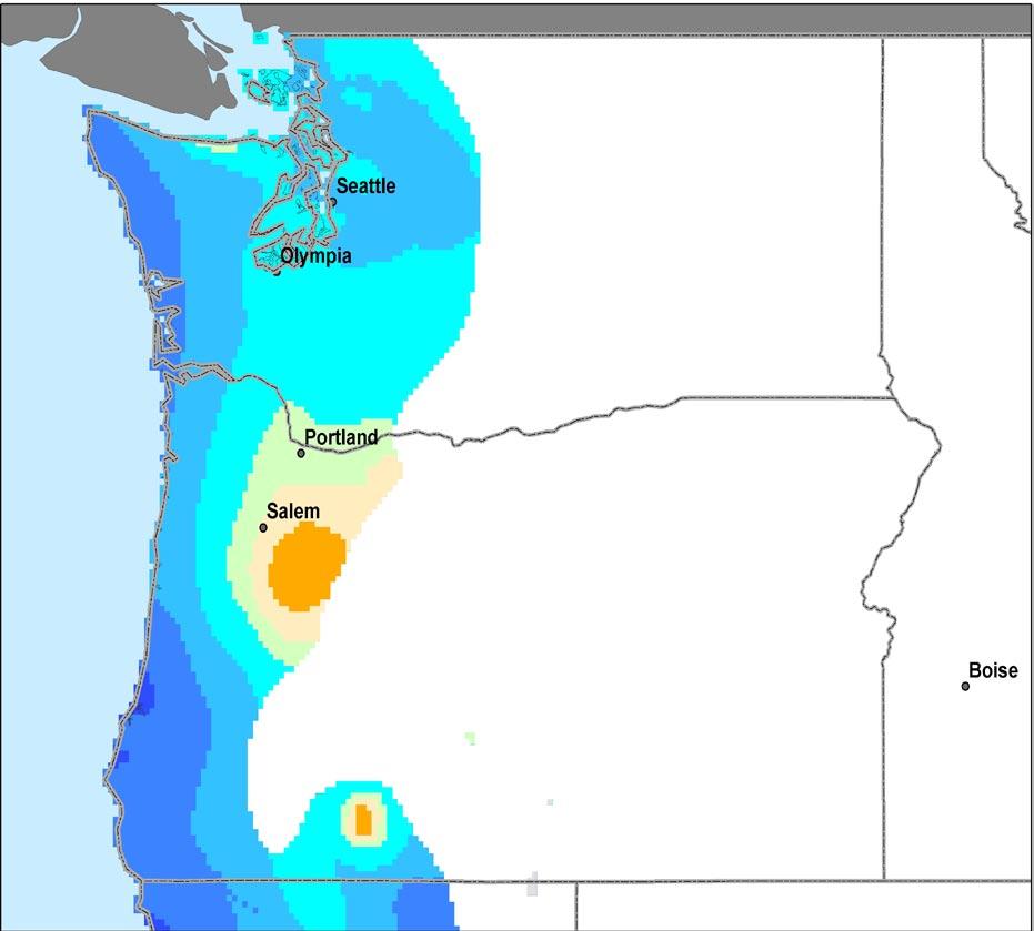 Pacific Northwest region (continued) Change in USGS Hazard for 10-Story Buildings 475-yr Hazard (10% exceeding