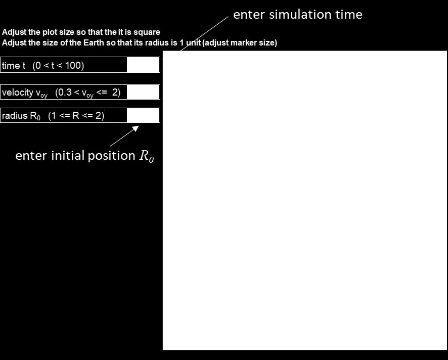 The EXCEL Worksheet is used for a simulation of the motion of a satellite around the Earth.