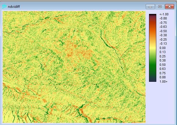 NDVI difference classified map Figure 5 : NDVI image of 1989 (a), NDVI image of 2009 (b), NDVI difference image (c), and classified NDVI difference map (d) Comparison between PCA and NDVI