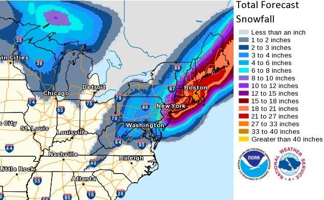 Severe Winter Weather - Northeast Jan 26-27: Winter weather moving out of the Ohio Valley will impact the Northeast today & Tuesday Widespread heavy snowfall and strong winds from eastern NJ to